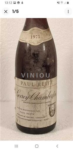 Vin Rouge sec Paul Reitz 1975 France Bourgogne Gevrey-chambertin