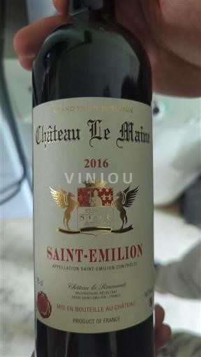 Bordeaux Saint-Émilion Château Le Maine 2016