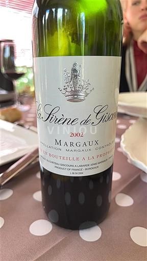 Bordeaux Margaux Château Giscours La Sirène de Giscours 2002
