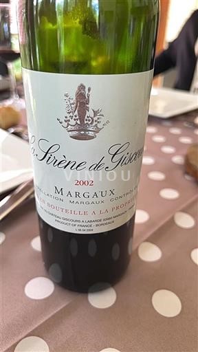 Bordeaux Margaux Château Giscours La Sirène de Giscours 2002