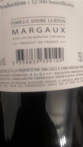 Bordeaux Margaux Famille Andre Lurton 2019