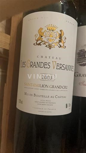 Bordeaux Saint-Émilion Grand Cru Grand Cru Les Grandes Versannes 2003