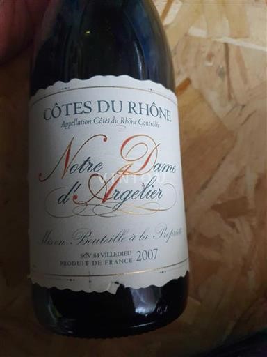 Rhônevallei Côtes-du-rhône Notre Dame Argelier 2007