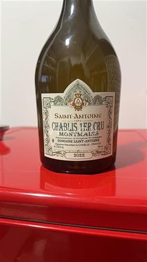 Vin Blanc sec Montmains Domaine Saint Antoine 2022 France Bourgogne Chablis premier cru Premier Cru