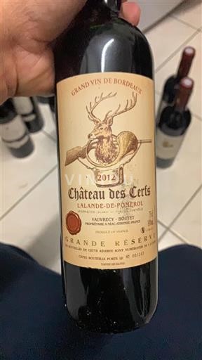 Bordeaux Lalande-de-Pomerol Château Des Cerfs Grande Réserve 2012