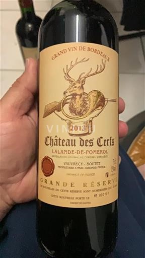Bordeaux Lalande-de-Pomerol Château Des Cerfs Grande Réserve 2013