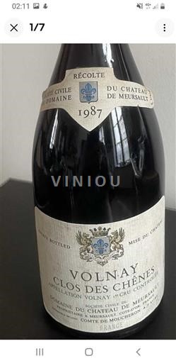 Bourgogne Premier Cru Château Meursault Clos des Chênes 1987