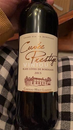 Bordeaux Blaye-Côtes-de-Bordeaux Château Hautlambert Prestige 2015