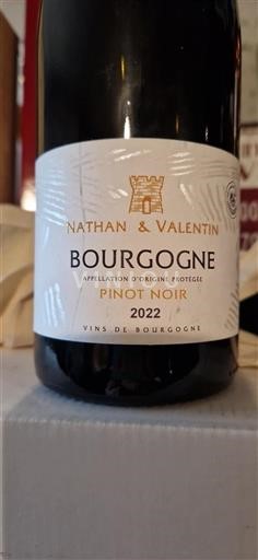 Vin Rouge sec Nathan & Valentin 2022 France Bourgogne AOC
