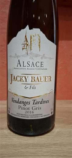 Alsácia Pinot gris Jacky Bauer Vendanges Tardives 2016
