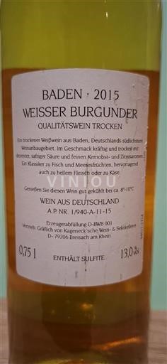 Bádensko Frau Weber Wein- & Sektkellerei Weisser Burgunder 2015