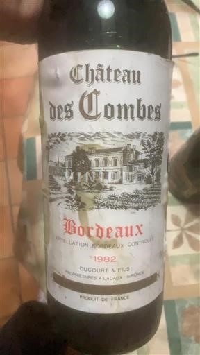 Bordeaux Château Des Combes 1982