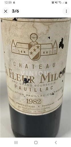 Bordeaux Pauillac Grand Cru Château La Fleur Milon 1982