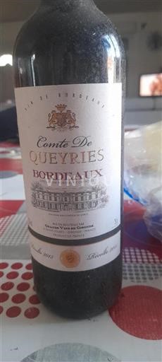 Vin Rouge sec Comte De Queyries 2015 France Bordeaux