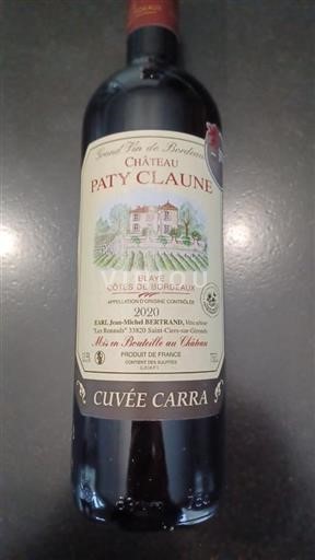 Burdeos Blaye-Côtes de Burdeos Château Paty Claune Carra 2020
