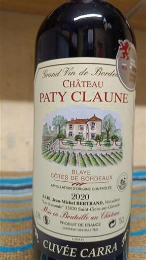Bordeaux Blaye-Côtes-de-Bordeaux Château Paty Claune Carra 2020