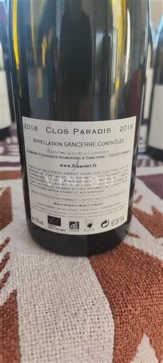 Valle del Loira Sancerre Domaine Fouassier Clos Paradis 2018