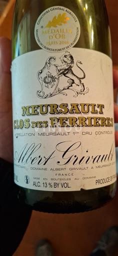 Bourgogne Ospecificerad Premier Cru Domaine Albert Grivault Clos des Perrières Icke årgångsbetecknad