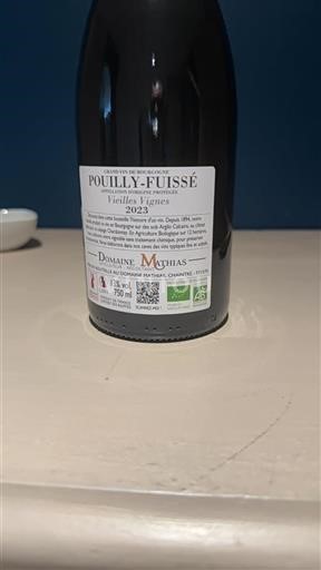 Borgogna Pouilly-fuissé Domaine Mathias Vieilles Vignes 2023