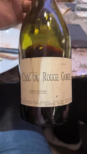 Vin Rouge sec Clos Du Rouge Gorge 2014 France Languedoc et Roussillon Côtes catalanes
