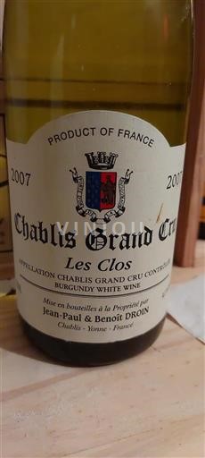 Bourgogne Chablis grand cru Grand Cru Jeanpaul & Benoît Droin Les Clos 2007
