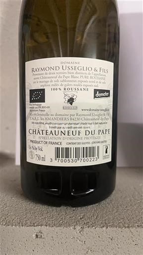 Vin Blanc sec PURE ROUSSANE Domaine Raymond Usseglio & Fils 2023 France Vallée du Rhône Châteauneuf-du-pape