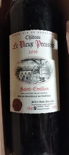 Bordeaux Saint-Émilion Château Le Vieux Pressoir 2016
