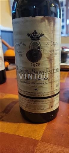 Vin Rouge sec Marquis de Saint-Estèphe 1978 France Bordeaux Saint-Estèphe