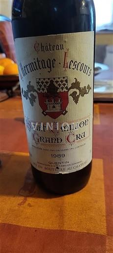 Bordeaux Saint-Émilion Grand Cru Château L'hermitage Lescours 1989