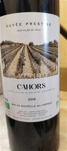 Zuidwest-Frankrijk Cahors Ch. Cantelauze-mezy Prestige 2018