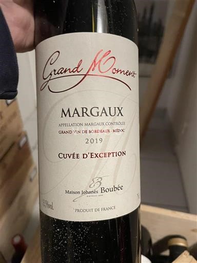 Bordeaux Margaux Grand Cru Maison Johanes Boubée Cuv%c3%a9e d%27Exception 2019