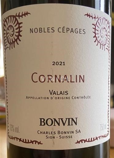 Valais Valais PDO Charles Bonvin Cornalin nobles cépages 2021