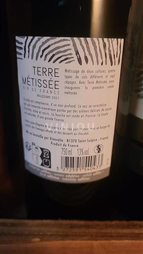 Sudoeste No especificado Vinovalie Terre Métissée 2021