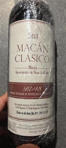 La Rioja Rioja Bodegas Benjamin De Rothschild & Vega Sicilia Macán Clásico 2018