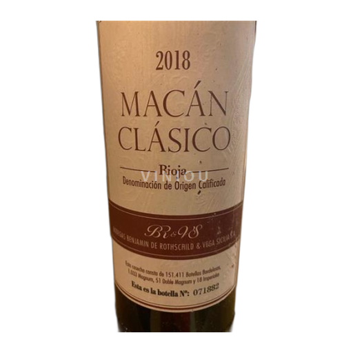 Rioja Bodegas Benjamin De Rothschild & Vega Sicilia Macán Clásico 2018