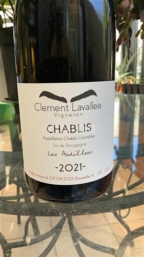 Vin Blanc sec Les Andillers Domaine Clément Lavallée 2021 France Bourgogne Chablis AOC
