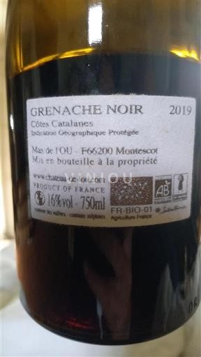 Linguadoca e Rossiglione Côtes catalanes Château L'ou Grenache Noir 2019