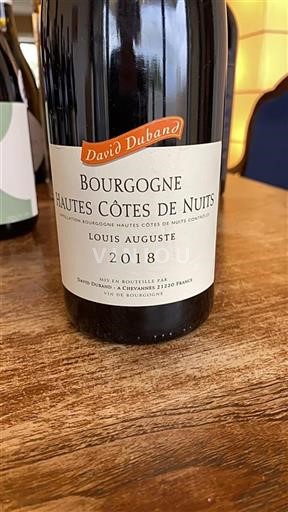 Bourgogne Hautes Côtes de nuits David Duband Louis Auguste 2018