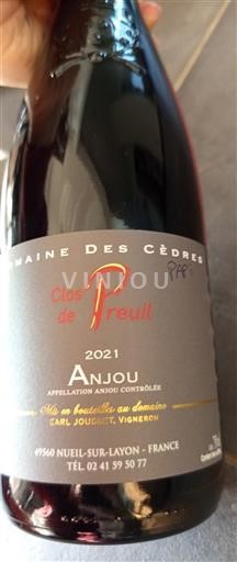 Vallée de la Loire Anjou Domaine Des Cèdres Clos de Preuil 2021