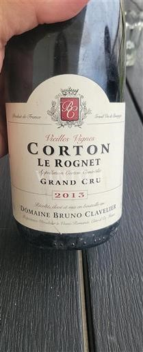 Bourgogne Corton Grand Cru Bruno Clavelier Le Rognet 2013