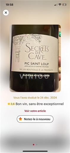 Languedoc Pic-saint-loup Secrets De Cave Icke årgångsbetecknad