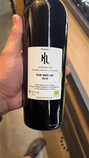 Sudoeste Côtes de Duras Domaine Kl Pur Merlot 2020