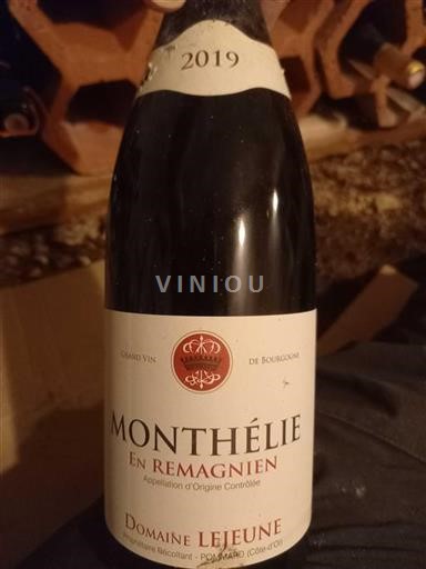Burgundi Monthélie Domaine Lejeune En Remagnien 2019