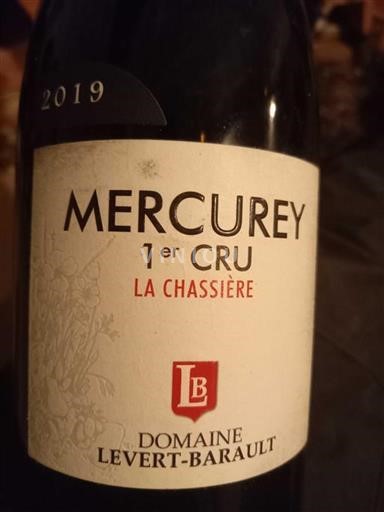 Vin Rouge sec La Chassière Domaine Levertbarault 2019 France Bourgogne Mercurey Premier Cru