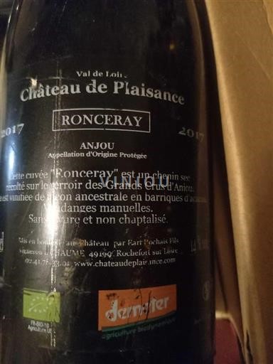 Loiredalen Anjou Château Plaisance Ronceray 2017
