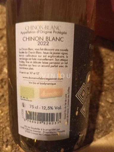 Loiren laakso Chinon Domaine Fabrice Gasnier 2022