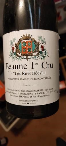 Vin Rouge sec Les Reversées Jean-Claude Rateau 1994 France Bourgogne Premier Cru