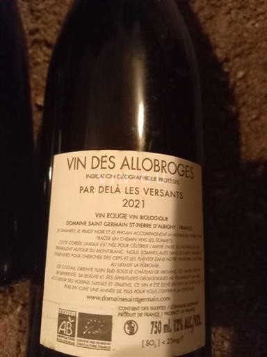 Alperne og Rhône-landene Vine fra Allobroges Domaine Saint Germain Par delà les versants 2021