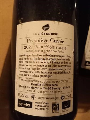 Beaujolais Le Crêt De Bine Première 2022