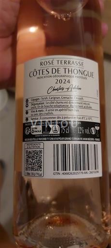 Languedoc-Roussillon Côtes de Thongue Charles Adelin Rosé Terrasse 2024